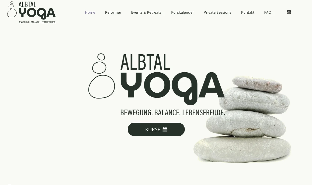 Detailansicht der Website Albtal Yoga